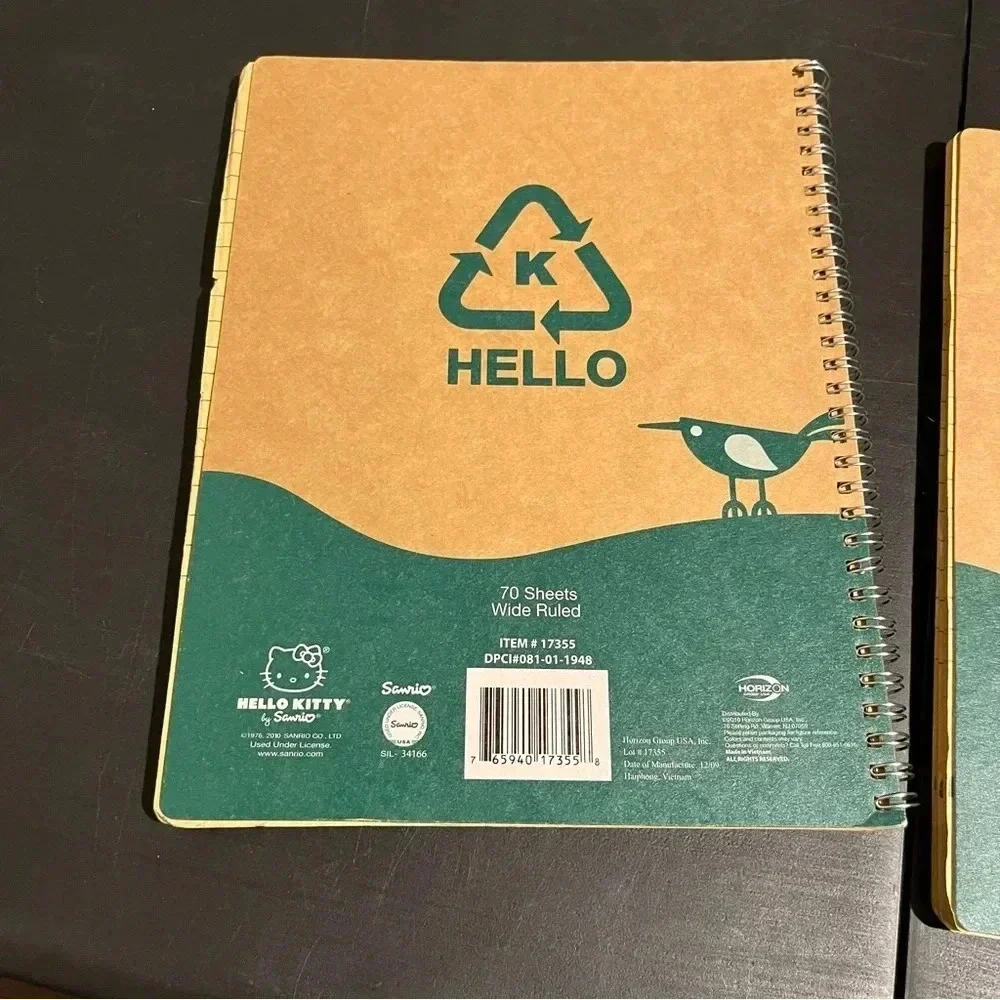 Hello Kitty Eco Friendly NoteBooks NEW Lot Of 2